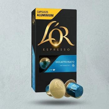 Капсули Nespresso L'OR Decaffeniato льор без кофеїну 10 шт ілюміній