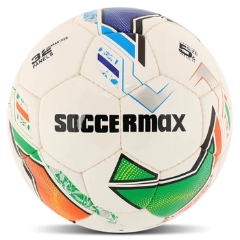 Мяч футбольный профессиональный №5 SOCCERMAX FB-9495_Белый-синий-зеленый