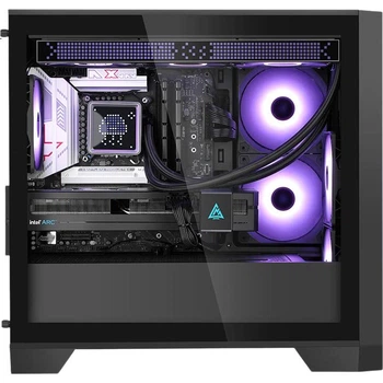 Корпус Segotep Pixel Cabin PX Black (светодиодный экран в стиле Pixel/синхронизация программного обеспечения Segotep Digital Products/верхнее расположение 360-мм системы водяного охлаждения для настольного компьютера, компактный корпус)