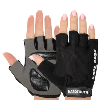 Рукавички для фітнесу та тренувань HARD TOUCH (PVC, PL, відкриті пальці, р-р L, Чорний) (BC-8097_Чорний_L)