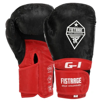 Перчатки боксерские FLEX FISTRAGE VL-7799_Черный-красный_10_унц