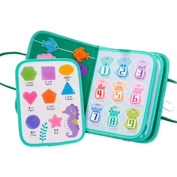 Тканевая книжка-грызунок Jollybaby на липучках, для новорожденных 0-6 месяцев, морской стиль