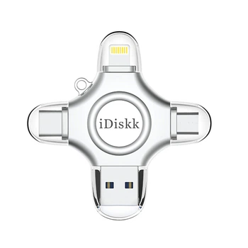 Флеш память USB iDiskk U018 64GB USB 3.2 Gen1 + Type-C + microUSB + Lightning