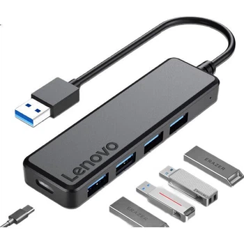 USB-хаб Lenovo 3.0 на 4 порти, високошвидкісний, з подовжувальним кабелем, для ноутбука та настільного ПК