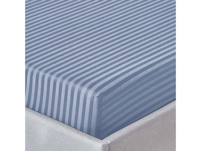 Простынь полуторная Zastelli на резинке Jeans stripe поликоттон 160х200+20 см Синее (21753)