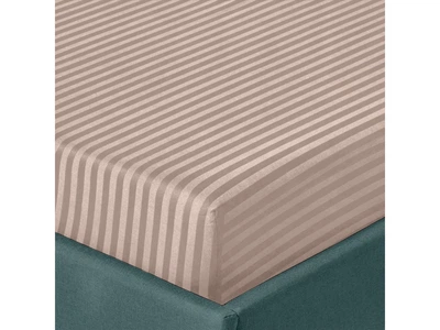 Простынь двуспальная Zastelli на резинке Ivory Stripes 1 см сатин 100% хлопок 180х200+25 см Айвори (22284)