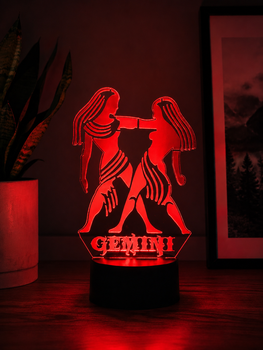 Ночник 3D LED «Близнецы (Gemini)» | на батарейке/ RGB несколько цветов / Подарок по знаком зодиака