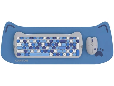 Клавіатура + миша бездротова Canyon HSET-W6 Kitty Edition Blue (CNS-HSETW6BL)