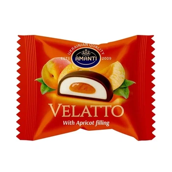 Цукерки VELATTO зі смаком абрикоса Amanti 1кг