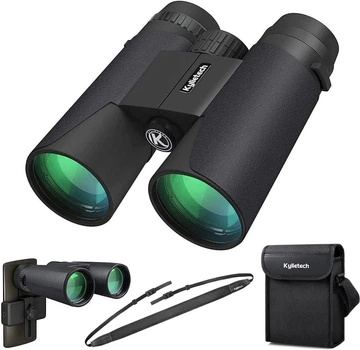 Компактний бінокль Kylietech 12×42 HD, водостійкий, для пташок, природи, туризму, з чохлом і тримачем для смартфона
