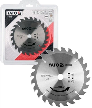 Циркулярный пильный диск по дереву YATO YT-60590 165×16×2.2×1.5 мм, 24 зубца для продольного и поперечного пиления