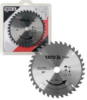 Диск по дереву YATO YT-60686 Ø235 мм, 36 твердосплавных зубцов для чистого продольного и поперечного пиления