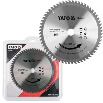 Пильный победитовый диск YATO YT-60687 235×25,4×2,8×1,8 мм, 60 зубцов для высокоточного распила древесины и плитных материалов