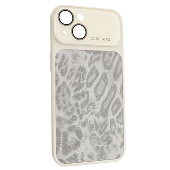 Чехол AITO PU Leather Leopard Case для Apple iPhone 13/14/15 белый