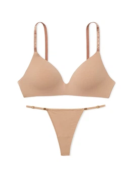 Женский комплект белья Victoria's Secret бюст и трусики тонг 1161308002 (Бежевый 32B/XS)