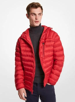 Мужская стеганая куртка Michael Kors с капюшоном 1159802688 (Красный, XL)