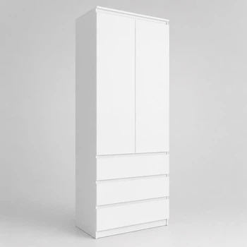 Шкаф для одежды NR-16S, 3 ящика, полки, без ручек, ЛДСП, 80×50×211 см Белый (NR-16S Белый)