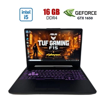 Игровой ноутбук Б-класс Asus TUF Gaming F15 FX506LH / 15.6" (1920x1080) IPS / Intel Core i5-10300H (4 (8) ядер по 2.50 - 4.5 GHz) / 16 GB DDR4 / 512 GB SSD / nVidia GeForce GTX 1650, 4 GB GDDR5, 128-bit / WebCam б/у