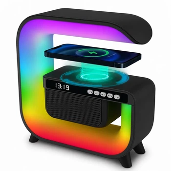 Ночник аккумуляторный с RGB подсветкой и беспроводной зарядкой 15W