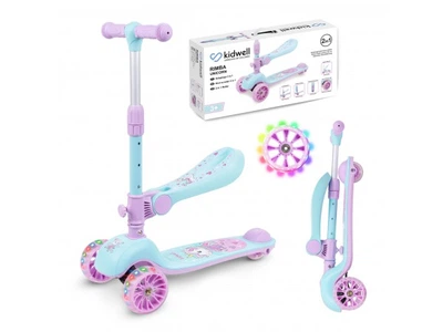 Детский самокат KIDWELL RIMBA / Трехколесный самокат со светящимися колесами unicorn