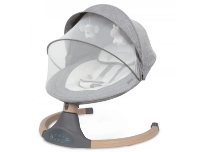 Дитячий заколисуючий центр KIDWELL LUXI WOODEN / Електронна гойдалка-шезлонг 2в1 dark melange