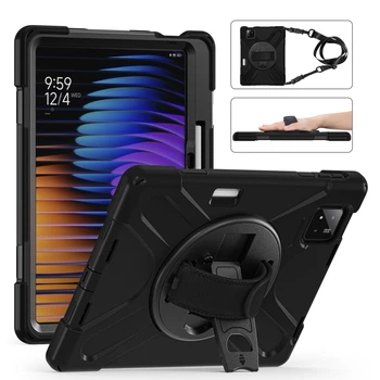 Противоударный чехол X-CASE с подставкой 360° и ремешком для Xiaomi Pad 8 / Pad 8 Pro / Pad 7 / Pad 7 Pro 11.2" (Чёрный)