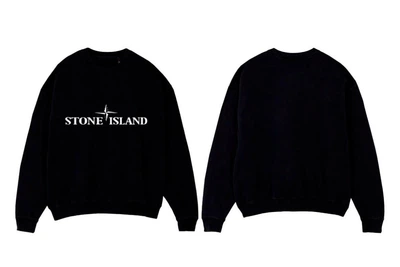 Мужской демисезонный свитшот Stone Island двухнитка L черный (SVST009)
