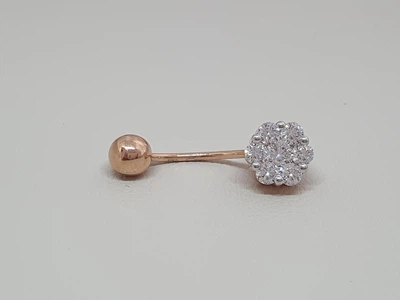 Золотая серьга-пирсинг Цветок с фианитами. 360019