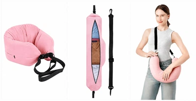 Розовая подушка-сумка для путешествий Travel Pillow Bag 2в1