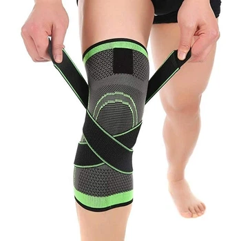 Наколінник Еластичний Бандаж на Колено Компресійний Knee Support WN-26 Чорно-зелений wellamart
