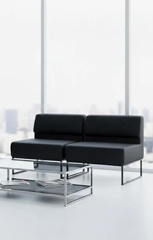 Модульний диван Lounge зі спинкою 154×77×83 см екошкіра Midnight Black