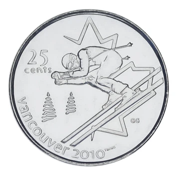 Монета Канада 25 центов 2007 UNC XXI зимние Олимпийские Игры в Ванкувере 2010 - Горные лыжи