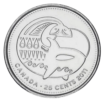 Монета Канада 25 центов 2011 UNC Природа Канады - Косатка