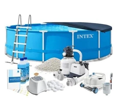 Каркасный бассейн MaxPro Intex 28242-11в1 синий круглый на 16805 л из ПВХ и стали 457х122 см с аксессуарами и песочным фильтр-насосом 7900 л/ч (9-163-28242-11 MaxPro)