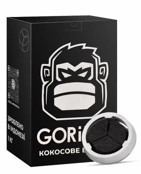 Натуральный кокосовый уголь Gorilla Kalaud, 1 кг, 72 кубика 25×25×25 мм
