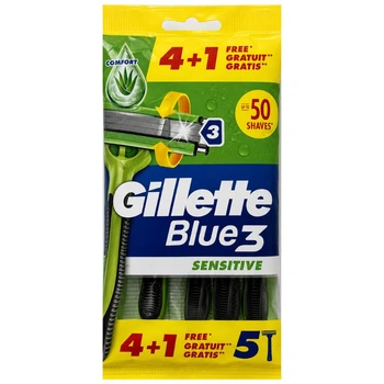 Одноразові станки для гоління Gillette Blue3 Sensitive 5 шт