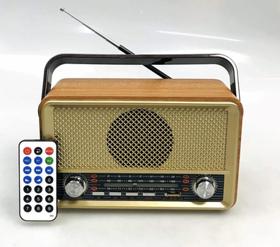 Радіо на акумуляторі — Bluetooth-колонка з пультом керування Kemai Retro Радіоприймач акумуляторний (USB/TF/AUX) Золотий
