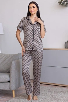 Пижама женская брючная з рубашкой П1305 Абстракция, 3XL (52-54)