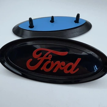 Эмблема табличка Ford 115 мм 48 мм форд знак шильдик черный с красным
