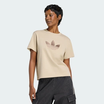 Женская футболка TREFOIL BOXY adidas KT0011 (M) бежевый (4069996522428)