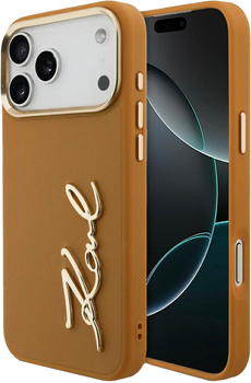 Панель Karl Lagerfeld Silicone Metal Script Logo для Apple iPhone 17 Pro Max Brown (3666339496609)