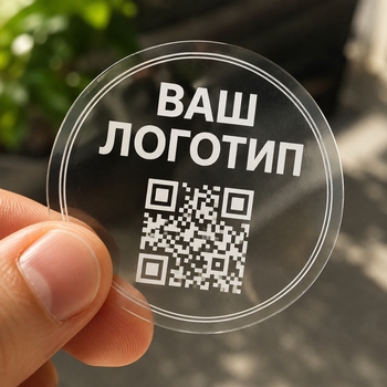 Круглі прозорі стікери 50 мм 45шт з вашим логотипом, UV друк на замовлення 45 шт