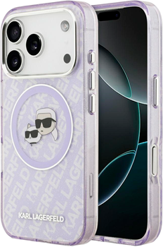 Etui na smartfon Karl Lagerfeld IML Glitter Karl & Choupette Heads Logo MagSafe do Apple iPhone 17 Pro Purple (3666339498917)