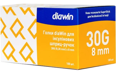 Иглы для инсулиновых шприц-ручек Diawin 8 мм, 100 шт.