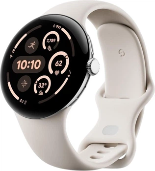 Смарт-годинник Google Pixel Watch 3 45mm Wi-Fi Polished Silver Aluminium Case / Porcelain Active Band (GA05736-DE)