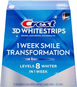 Відбілюючі смужки для зубів Crest 3D White 1 Week Smile Transformation ( Glamorous ) Whitestrips 14 упаковок, 28 смужок