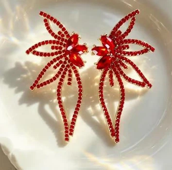 Женские сережки Вечерняя бижутерия Красные