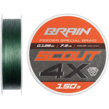 Шнур Brain Scout 4X 150m (deep green) 0.128mm 7.2kg