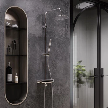 Душова система з термостатом і змішувачем-полицею Damixa Scandinavian Pure, хром 936760000