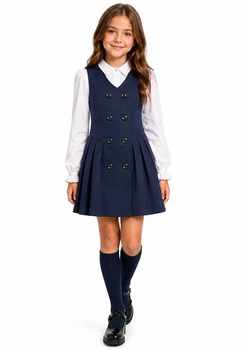 Сарафан школьный SUZIE КЕЙТЛИН мемори cotton 116 см синий